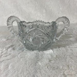 Antique American Cut Glass Sugar Bowl with Handles